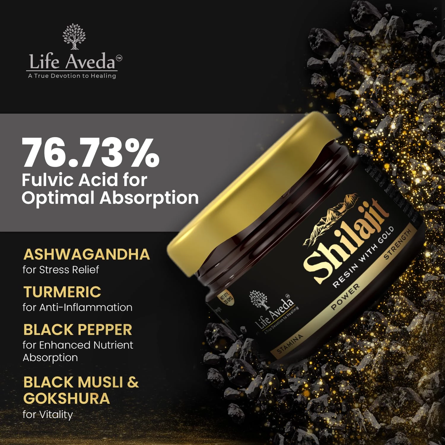 Life Aveda Shilajit Resin with Gold, 20 g-2.webp